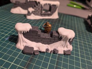 Lote 4 Muros de piedra nevados para wargames y rol