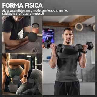 Manubrio 15 kg Esagonale con Impugnatura Antiscivo