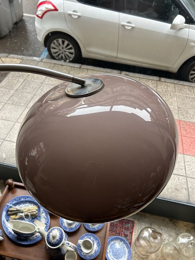 Lámpara Fase Arco Metálica Plata y Marrón