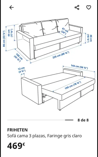 Sofá cama gris Ikea