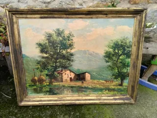 Cuadro laminado Vintage Paisaje Rural,