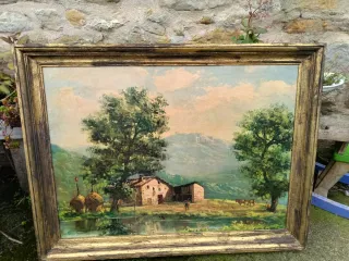 Cuadro laminado Vintage Paisaje Rural,