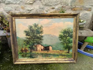 Cuadro laminado Vintage Paisaje Rural,