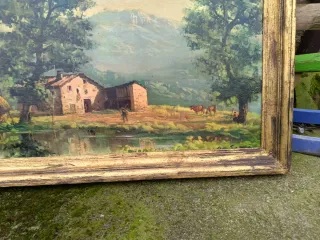 Cuadro laminado Vintage Paisaje Rural,