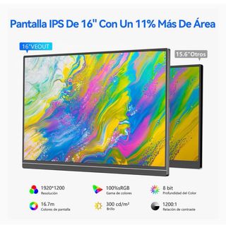 Monitor Portátil VEout 16 WUXGA HDR