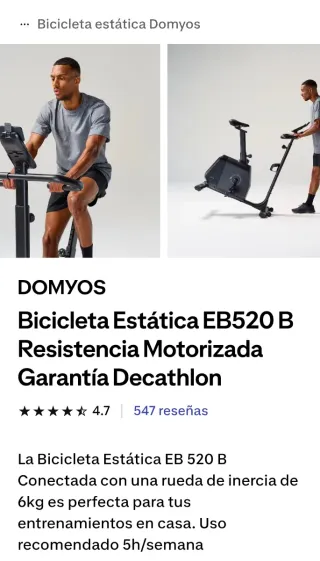 Bici  estática Domyos  Resistencia Autoalimentada