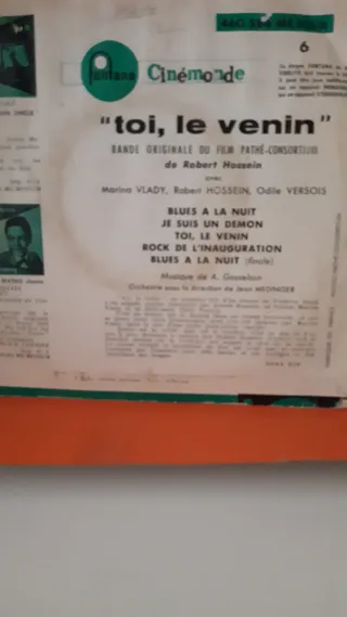 Disco Vinilo Toi le Venin Fontana Cinémonde
