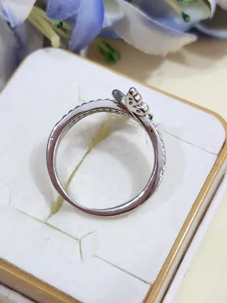 Anillo Plata Mariposas Giratorio Brillante. T54