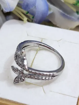 Anillo Plata Mariposas Giratorio Brillante. T54