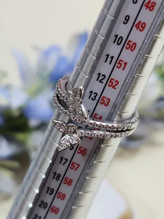 Anillo Plata Mariposas Giratorio Brillante. T54