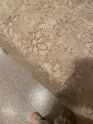 Colcha de ganchillo o macramé beige cama de 90