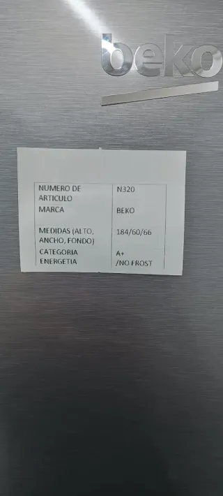 NEVERA COMBI BEKO NO FROST ENERGÍA A+