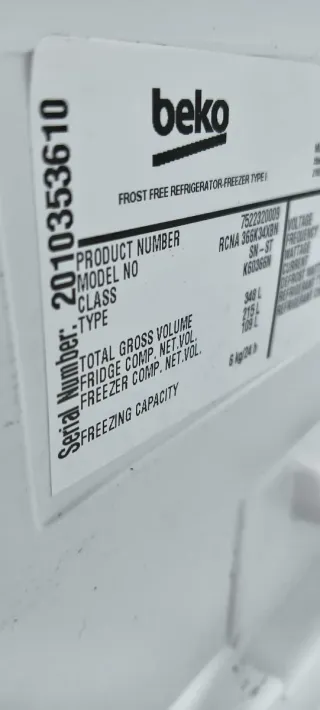 NEVERA COMBI BEKO NO FROST ENERGÍA A+