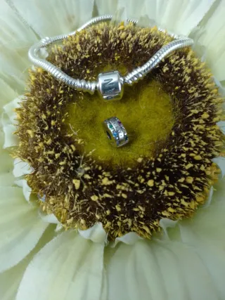 Colgante pulsera plata plata y multicolor