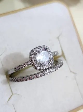 Anillos Compromiso Plata y Cristales Swarovski