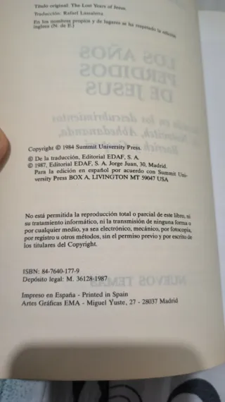 1987 Los Años Perdidos de Jesús