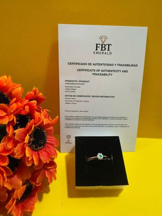 Anillo plata 925 con Esmeralda FBT con Certificado