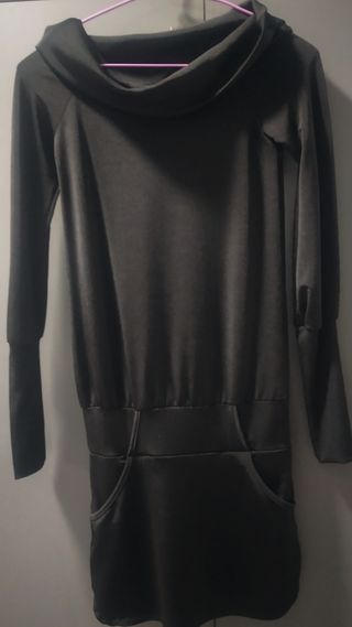 Vestido negro brillo manga larga talla S