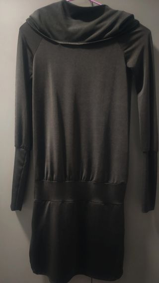 Vestido negro brillo manga larga talla S