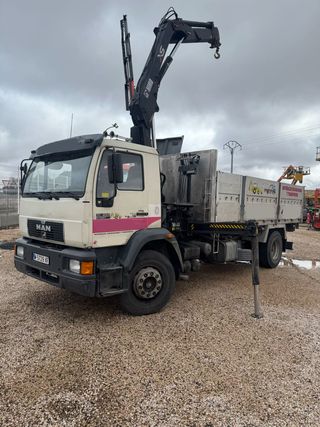 Man 18.264 Basculante con grúa HIAB