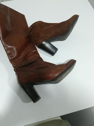 Botas piel de mujer marrones Botines serraje