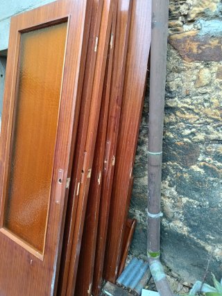 Lote 7 puertas madera y cristal