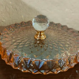 Vaso decorativo vetro ambrato con cristallo