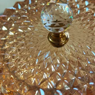 Vaso decorativo vetro ambrato con cristallo