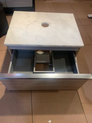 Mueble de baño colgante mármol y madera