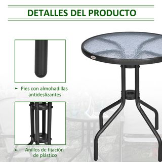 Mesa Redonda Jardín Cristal Negra