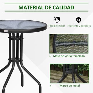 Mesa Redonda Jardín Cristal Negra