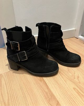 Botines mujer de piel negros con hebillas