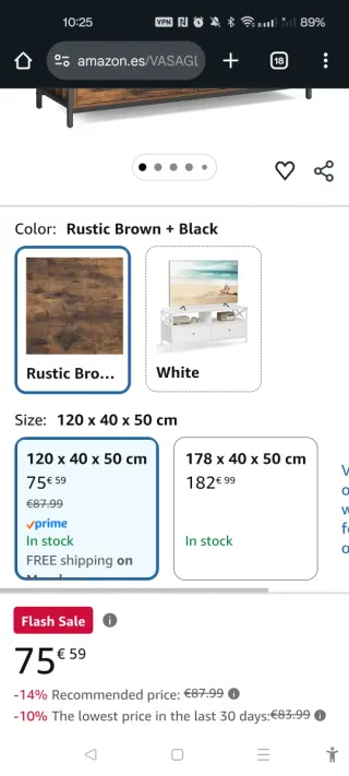 Mueble TV VASAGLE Rústico Marrón + Negro