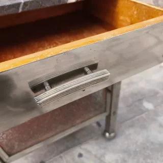 Mesita Noche Francesa Antigua metal Vidrio