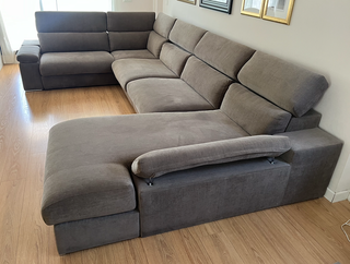 Sofá rinconera XL chaise longue marrón