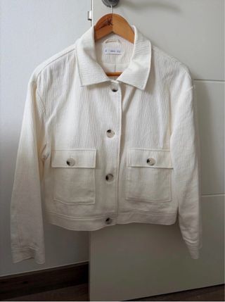 Chaqueta Mango Blanca Texturizada