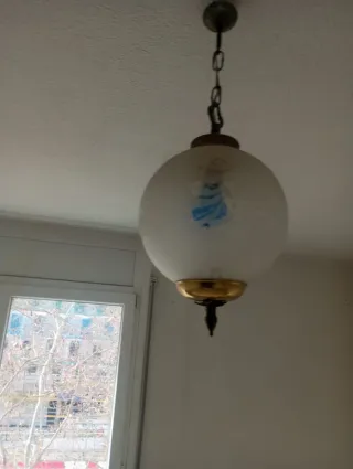 Lámpara colgante globo cristal y metal