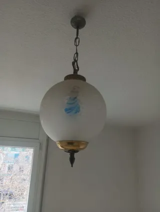 Lámpara colgante globo cristal y metal