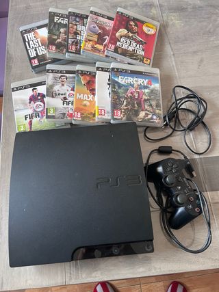 Consola PS3 con mando y 10 juegos