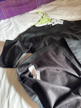 Vestido Negro Cuero Sintético Mango Talla S