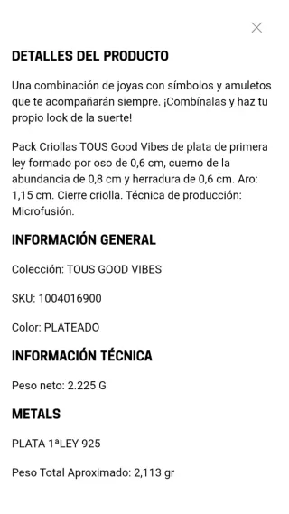 Pack Pendientes Criollas Plata TOUS