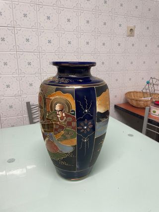 Jarrón Oriental Cerámica Grande Decorativo