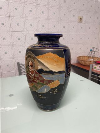 Jarrón Oriental Cerámica Grande Decorativo