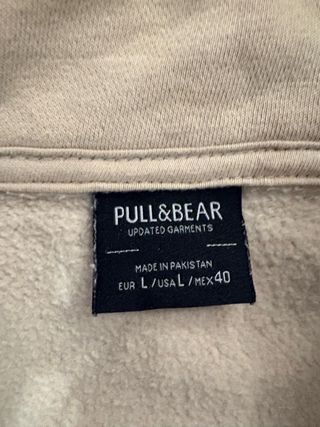Sudadera Pull&Bear media cremallera beige T.L