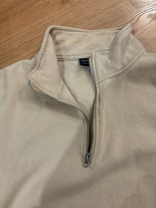 Sudadera Pull&Bear media cremallera beige T.L