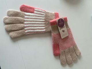 Guantes de lana a rayas y espiga