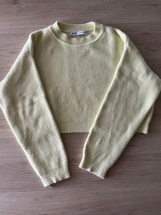 Jersey Zara amarillo cropped