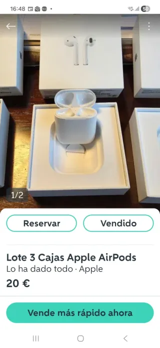 Lote 3 Cajas Vacías AirPods + 2 Cargadores