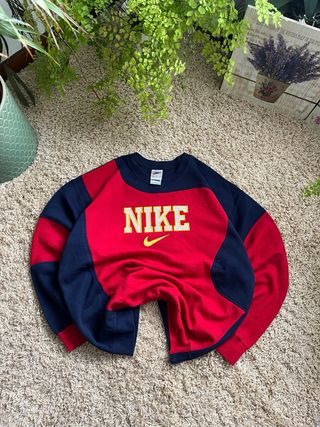 Sweatshirt Nike Rework Azul Escuro & Vermelho