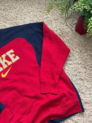 Sweatshirt Nike Rework Azul Escuro & Vermelho